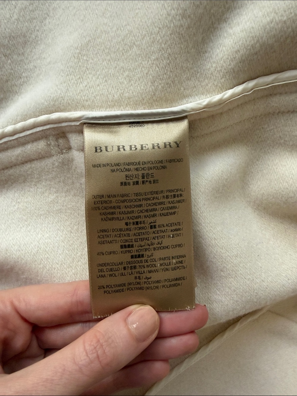 Burberry 100% Cashmere Cream Double-Breasted Belted Coat US 2 - Picture 5 of 5